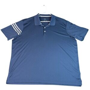 Adidas Golf Polo Shirt‎ ClimaCool 3 Stripe Athletic Blue 2XL